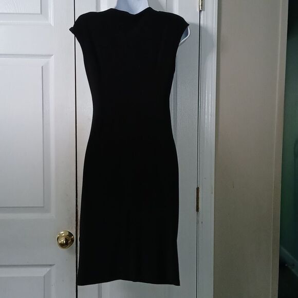 Evan Picone faux wrap black dress Sz 4 NWOT - Picture 5 of 8
